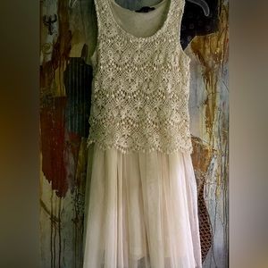 Ivory Embroidered /Mesh Dress Size Small